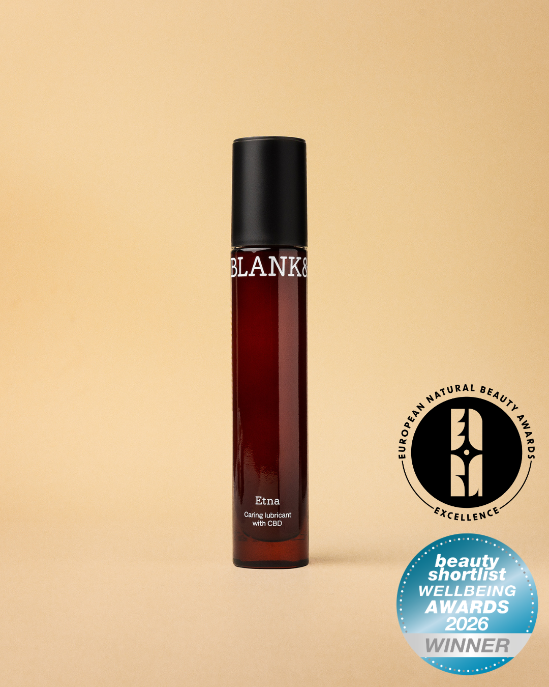 Blank& Etna with primary packaging and awards